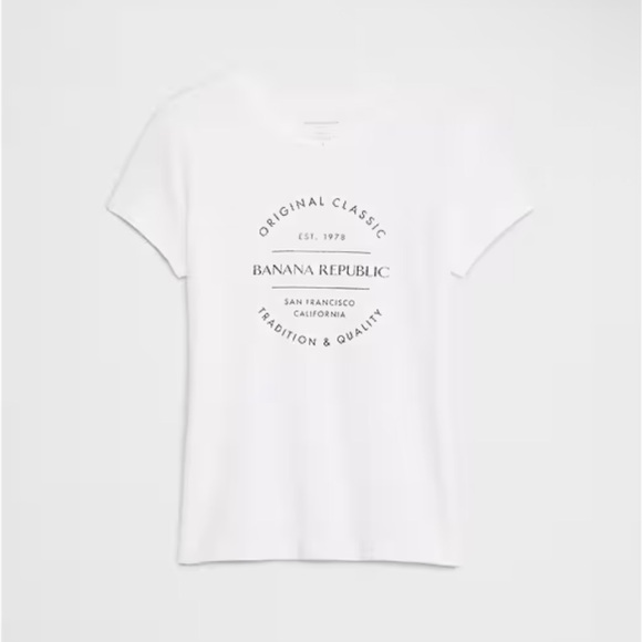Banana Republic White Graphic Tee medium timeless logo nwt women’s - Picture 7 of 7